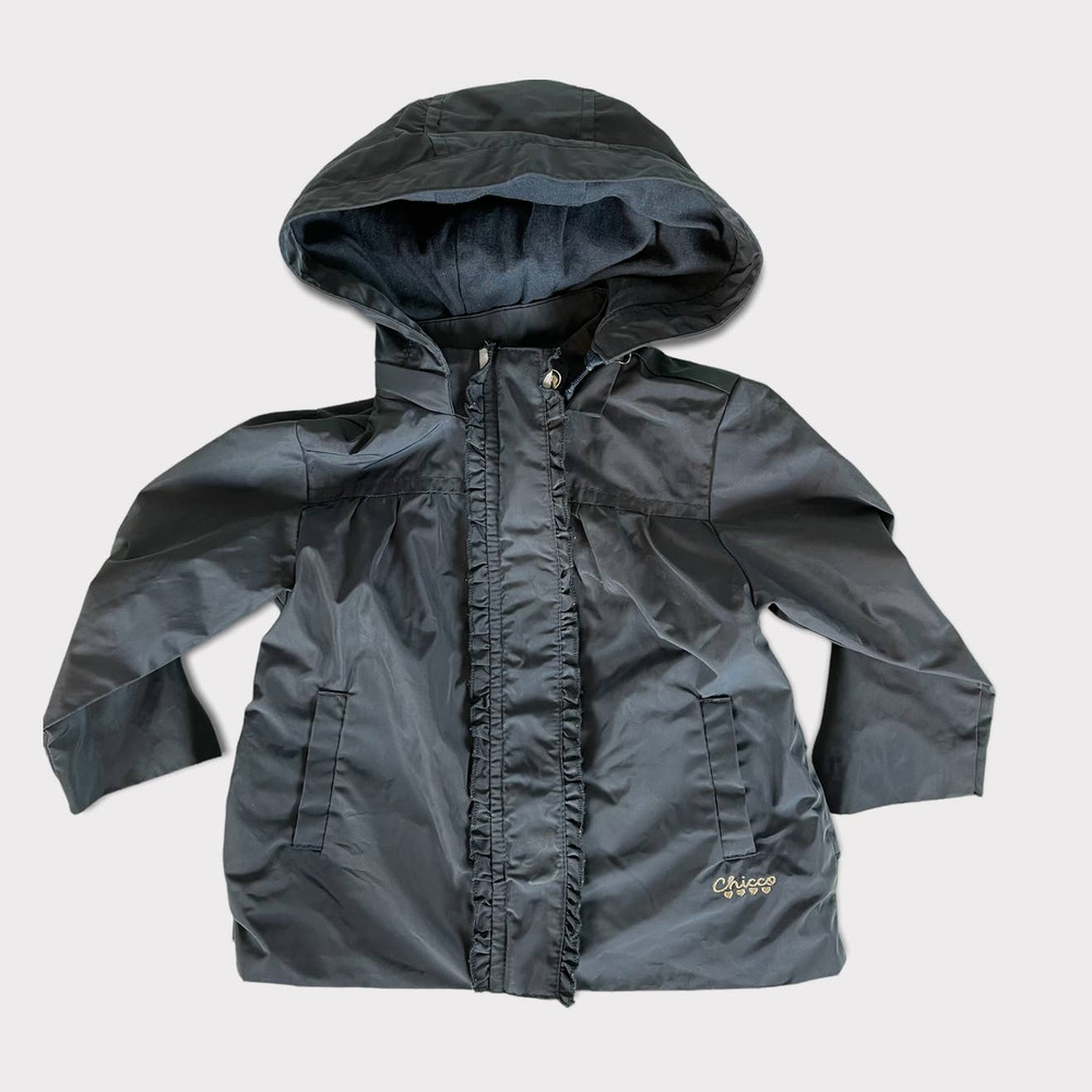 Chicco My First Chicco Navy Blue Baby Infant Coat 6-9 mos Hooded Zip Snaps